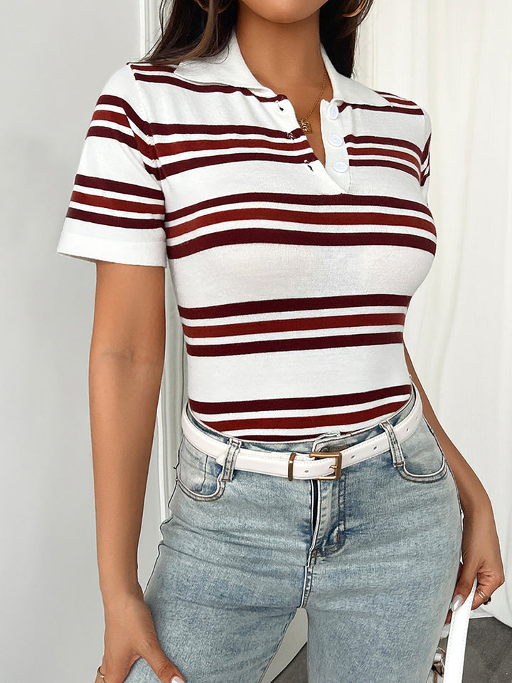 Women Striped Georgette T-Shirt