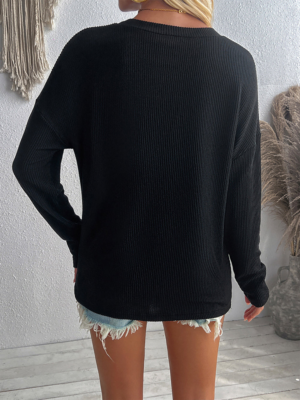 Women Solid V-Neck Top