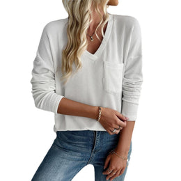 Women Solid V-Neck Top