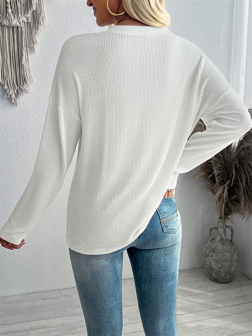 Women Solid V-Neck Top