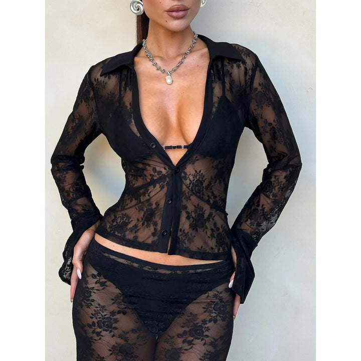 Women Self Design Net Shirt Style Top