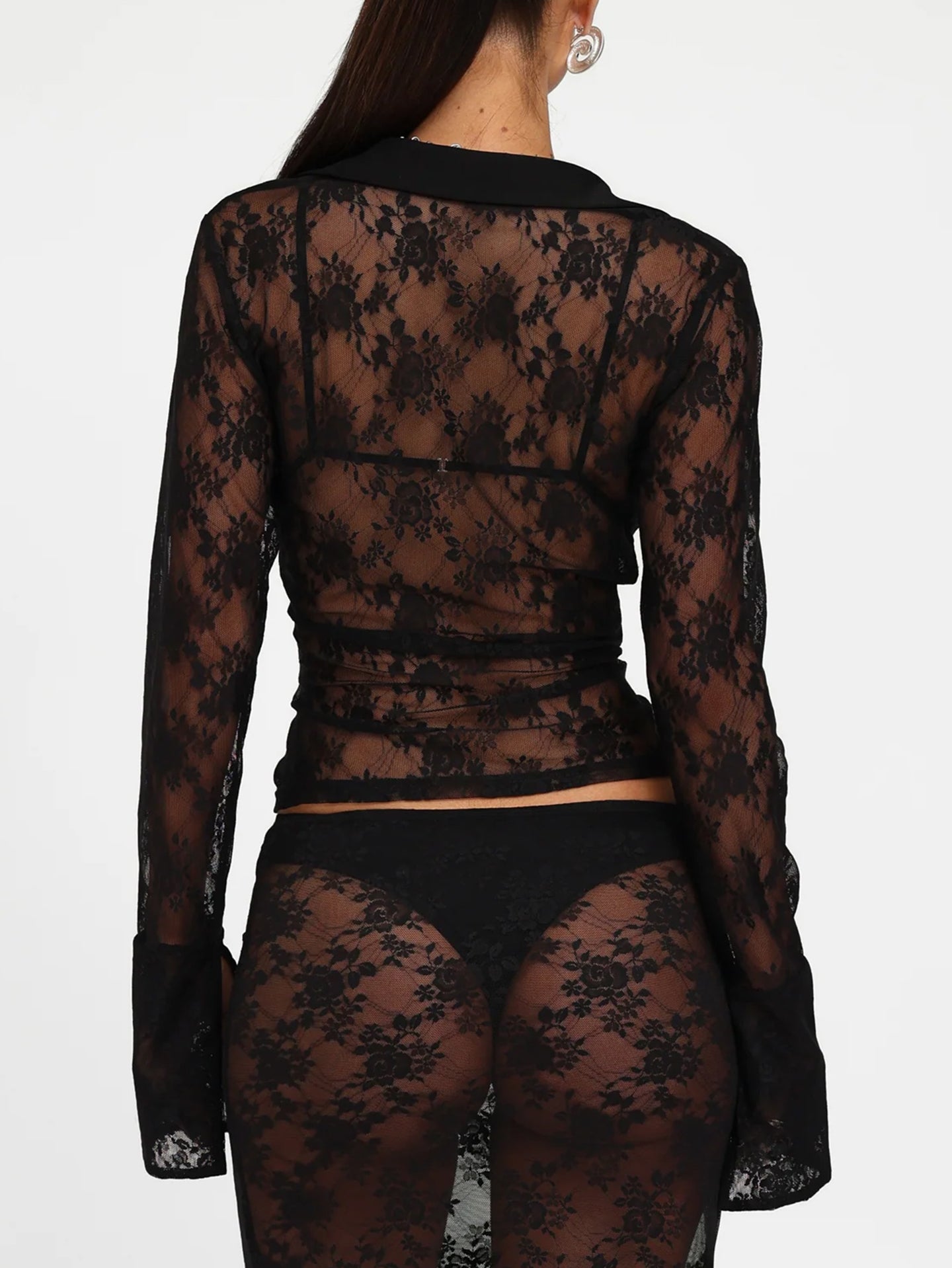 Women Self Design Net Shirt Style Top