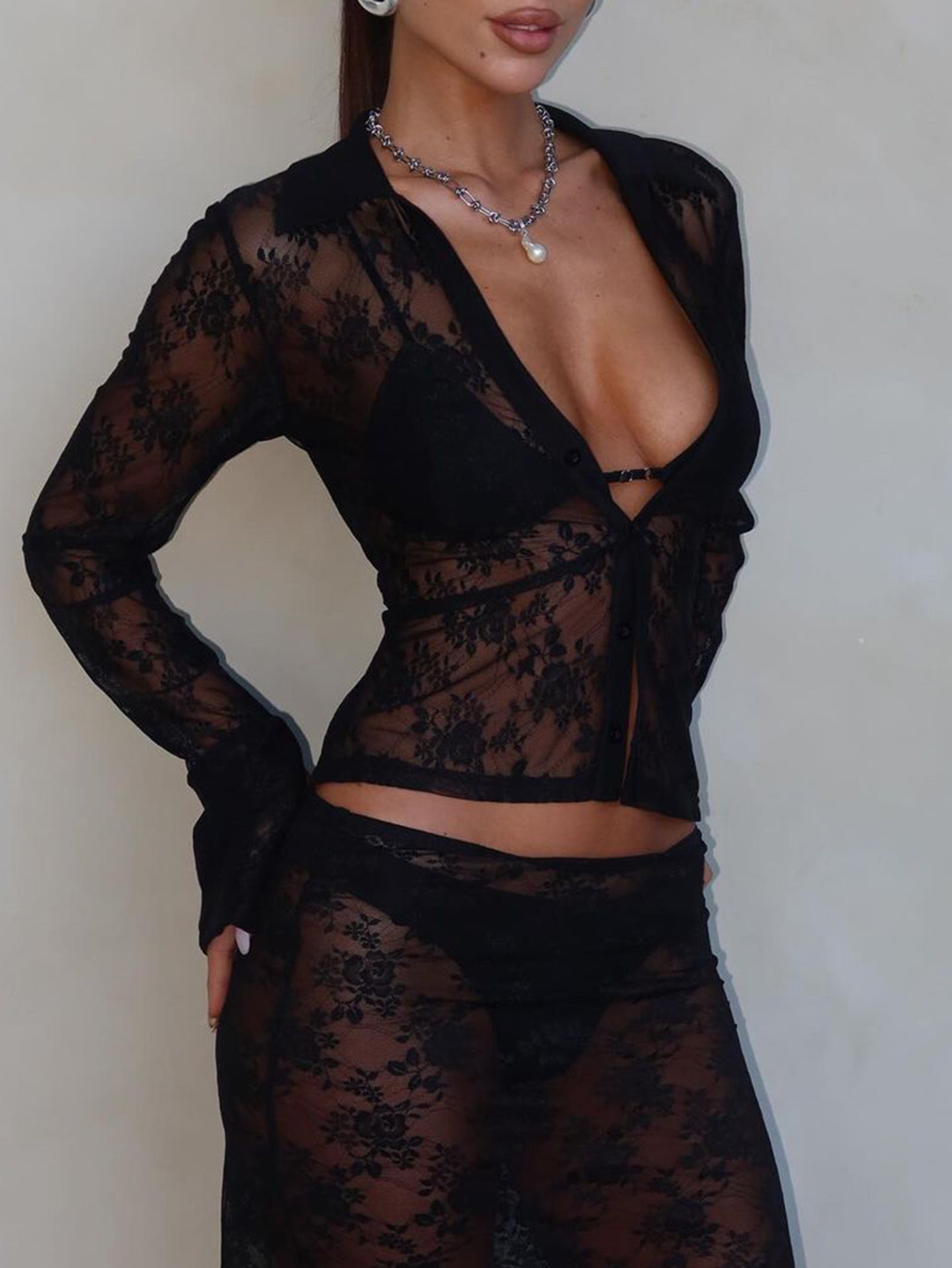 Women Self Design Net Shirt Style Top