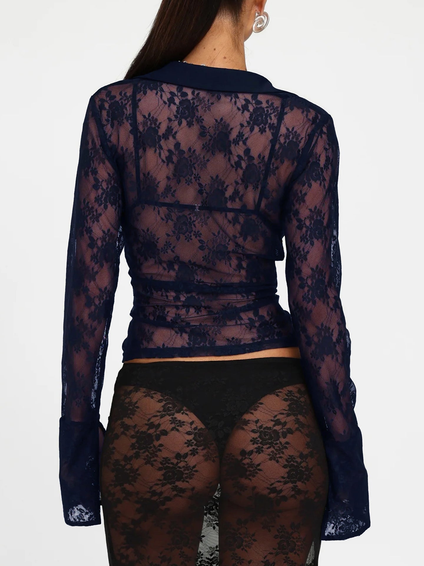 Floral Net Shirt Style Top