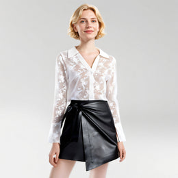 Women Floral Lace Shirt Style Top