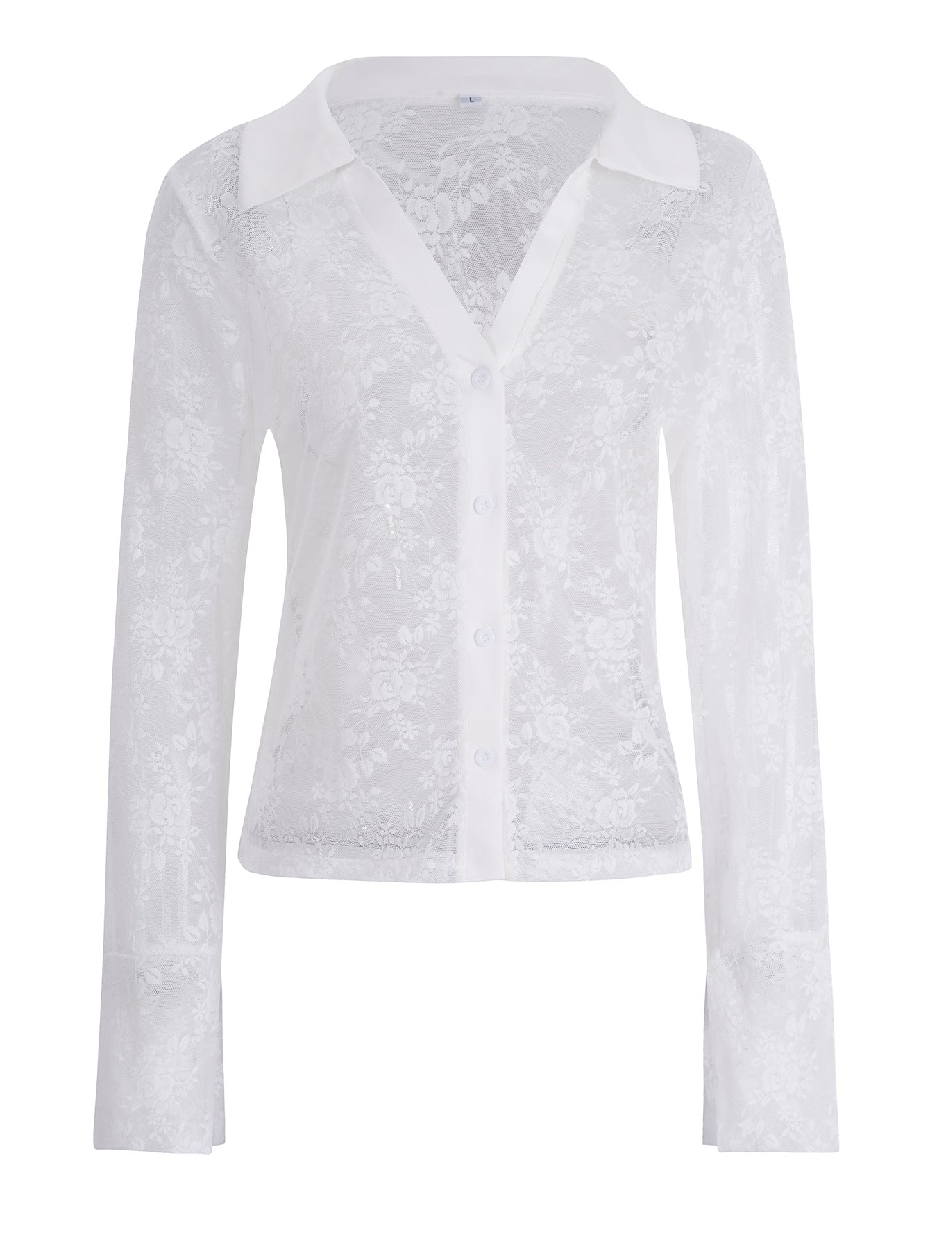 Women Floral Lace Shirt Style Top