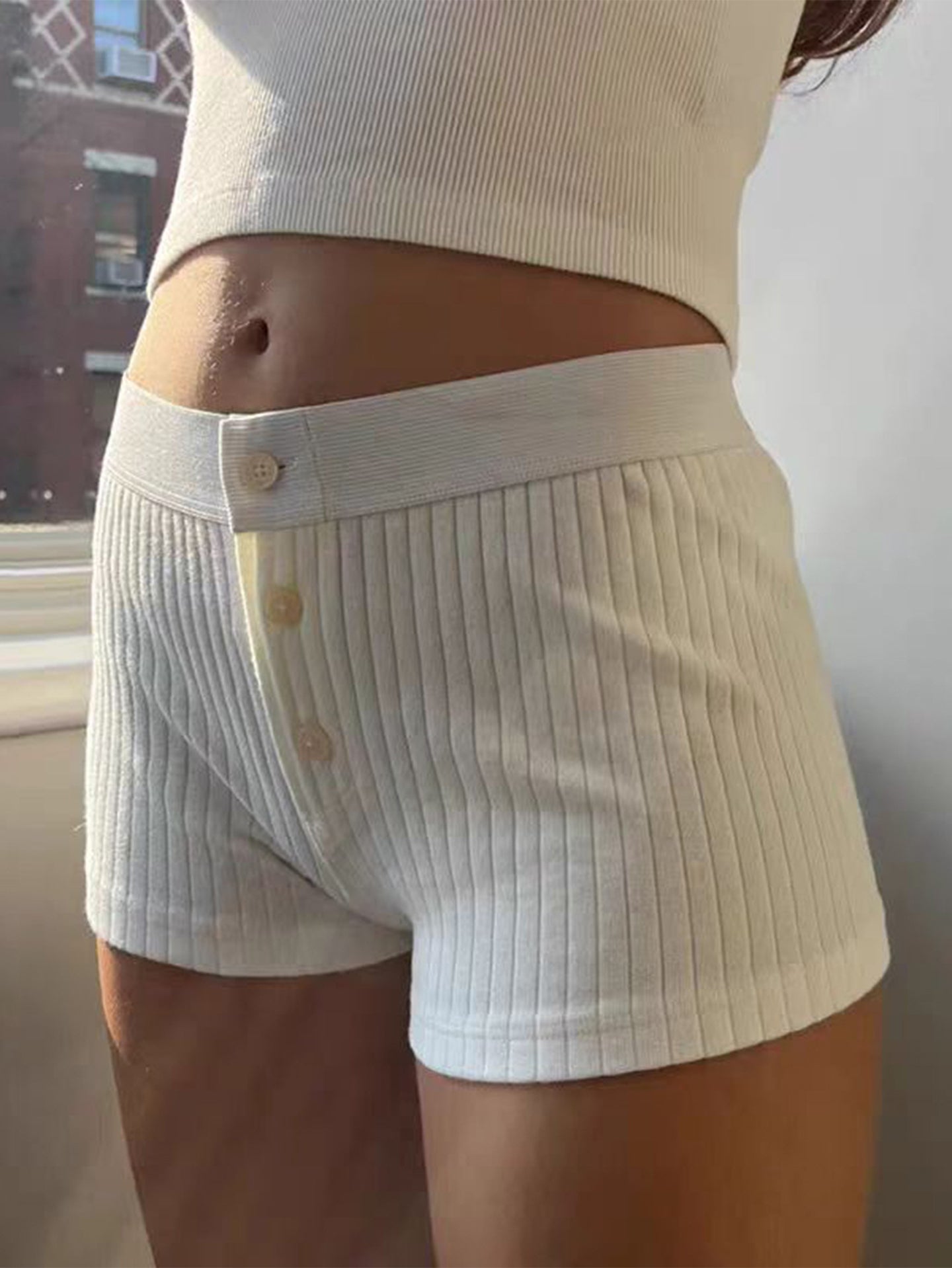 Solid High-Rise Regular Shorts
