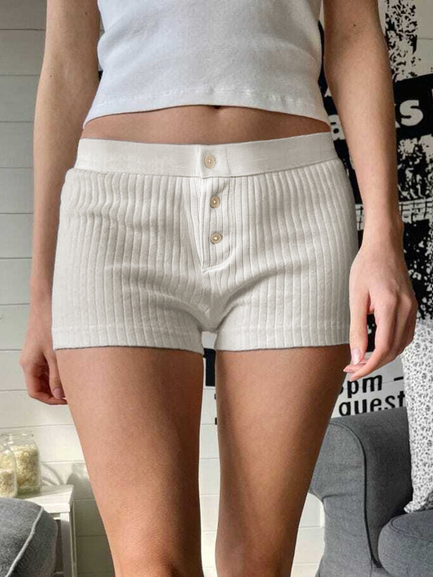 Solid High-Rise Regular Shorts
