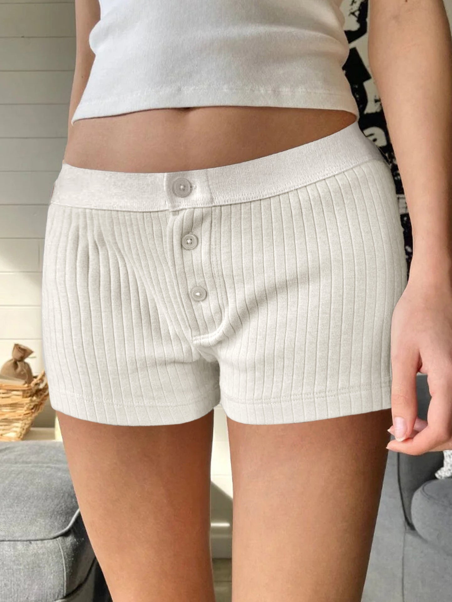 Solid High-Rise Regular Shorts