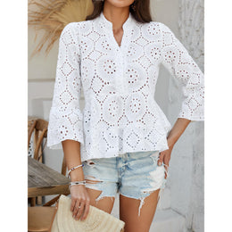 Women Self Design Schiffli Peplum Top