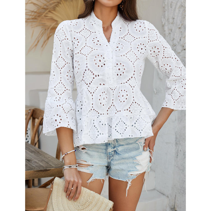Women Self Design Schiffli Peplum Top