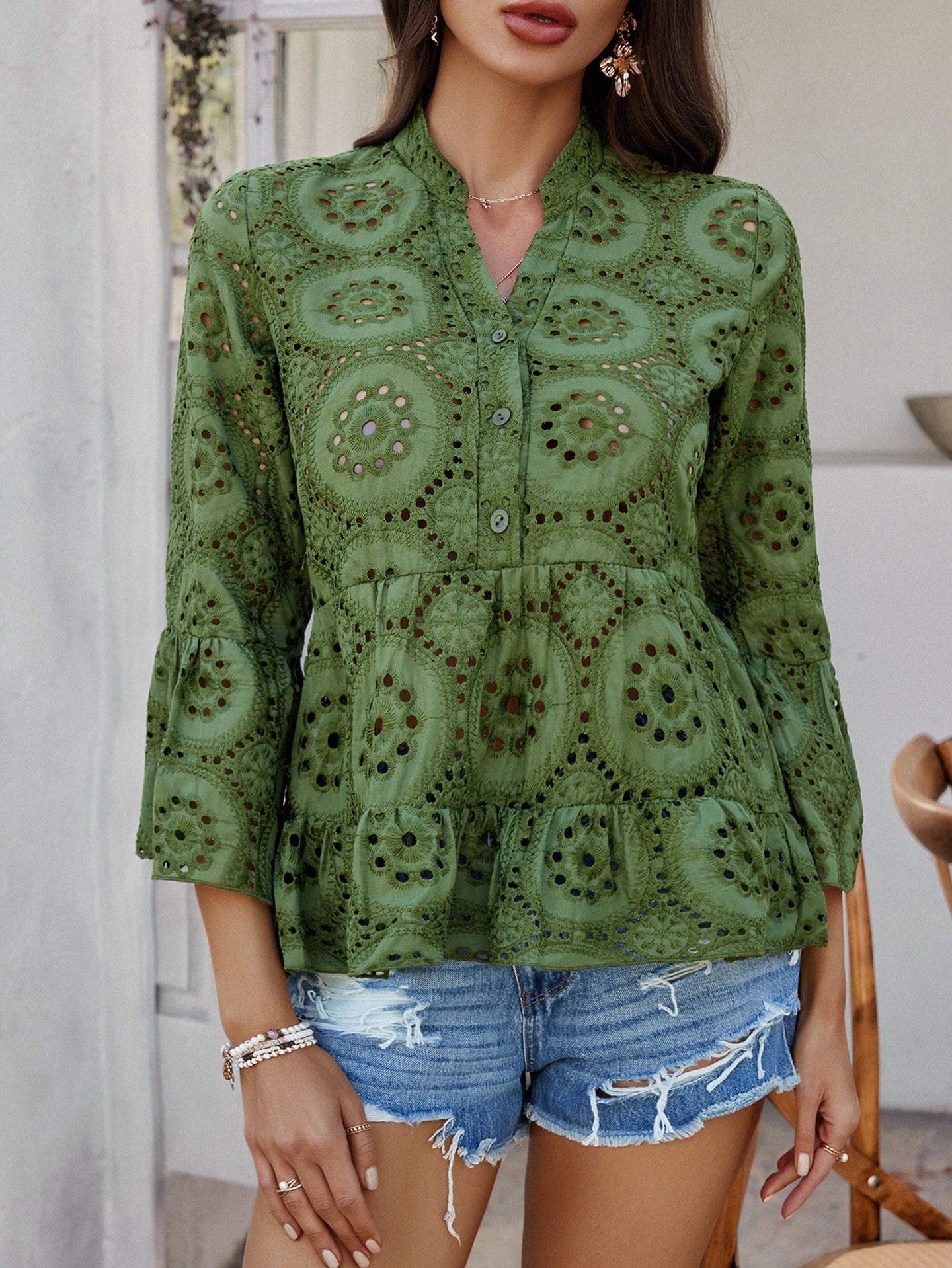 Women Solid Gathered or Pleated Casual Peplum Top