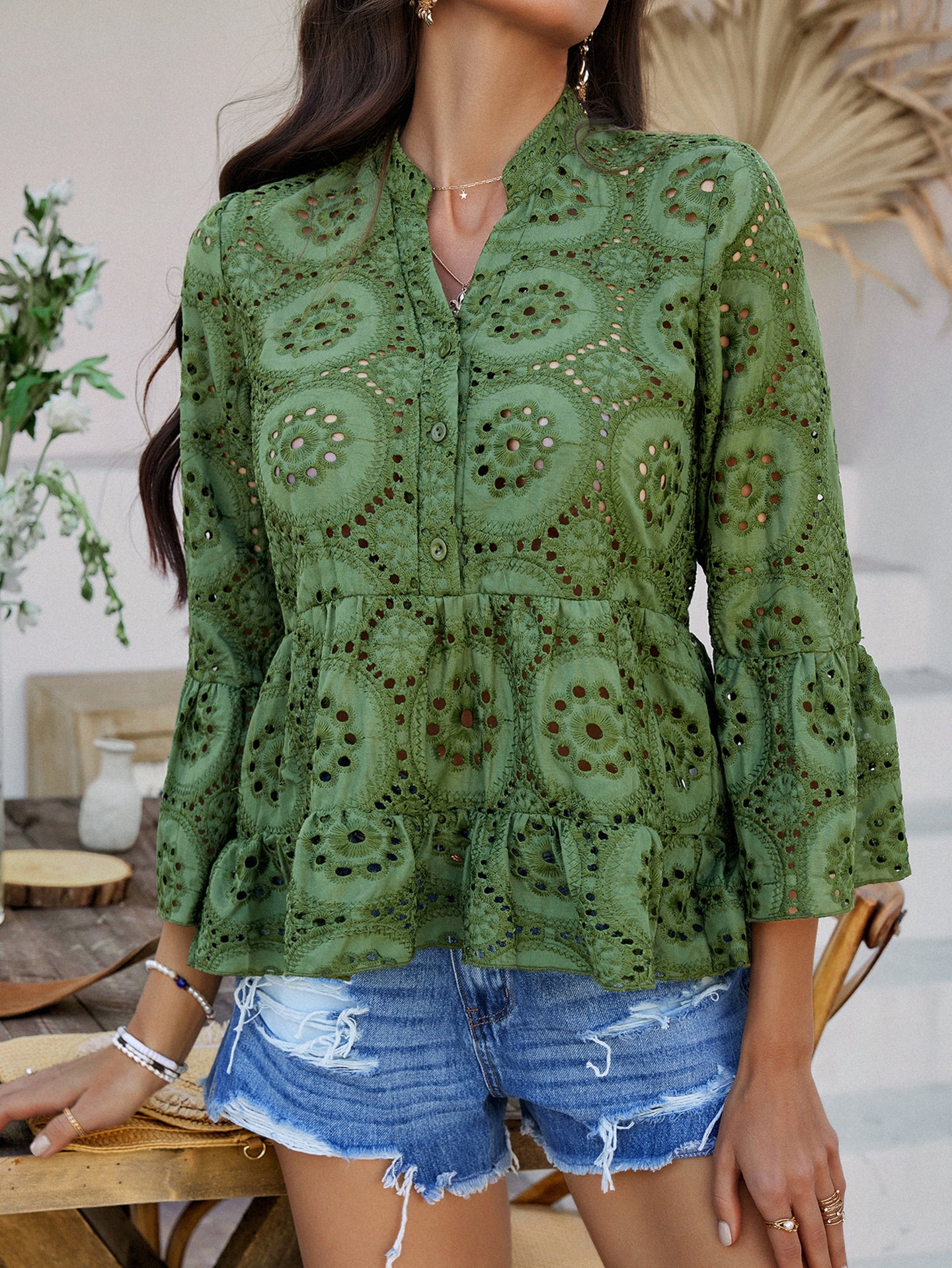 Women Solid Gathered or Pleated Casual Peplum Top
