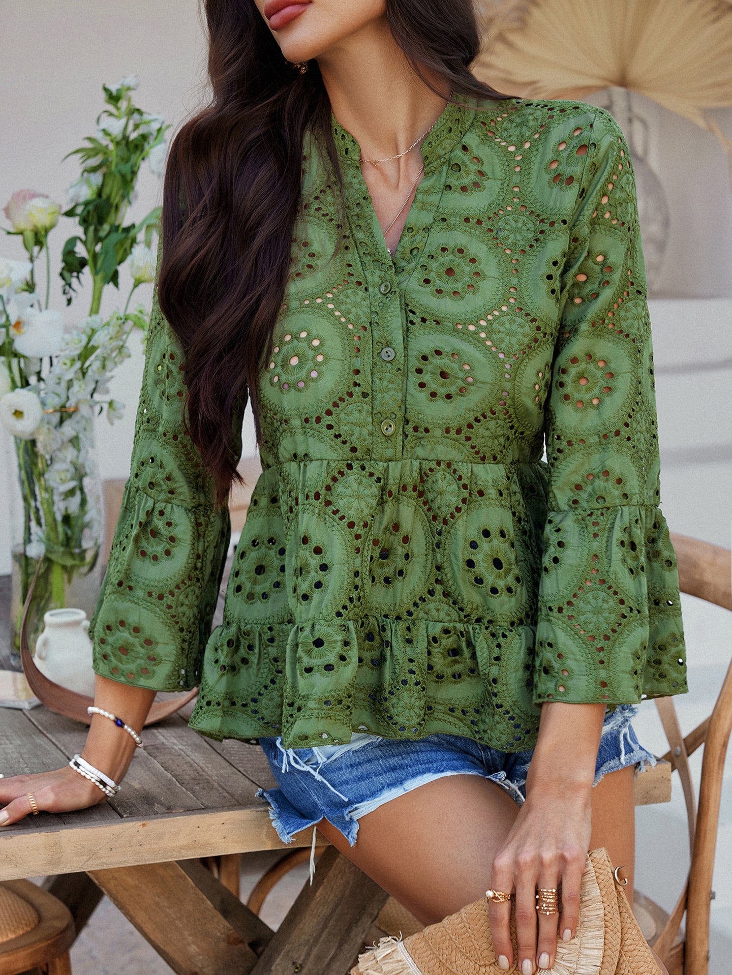 Women Solid Gathered or Pleated Casual Peplum Top