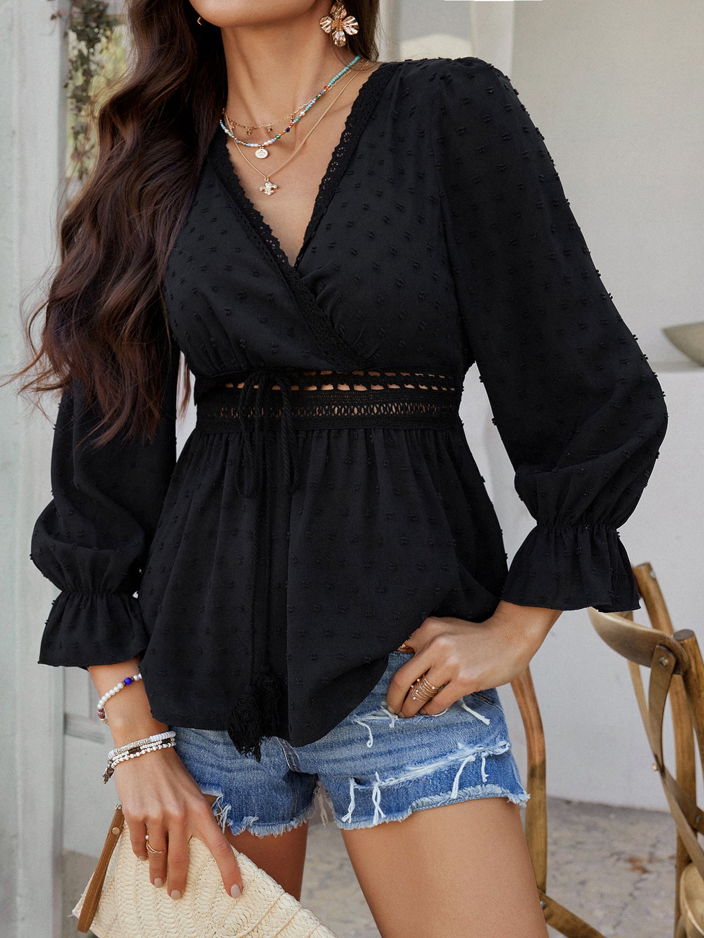 Women Self Design Peplum Regular Top