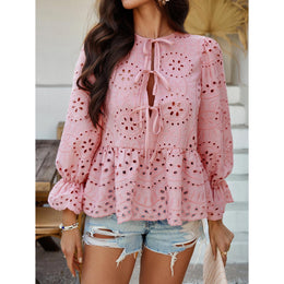 Women Peplum Top With Tie-Ups Detail