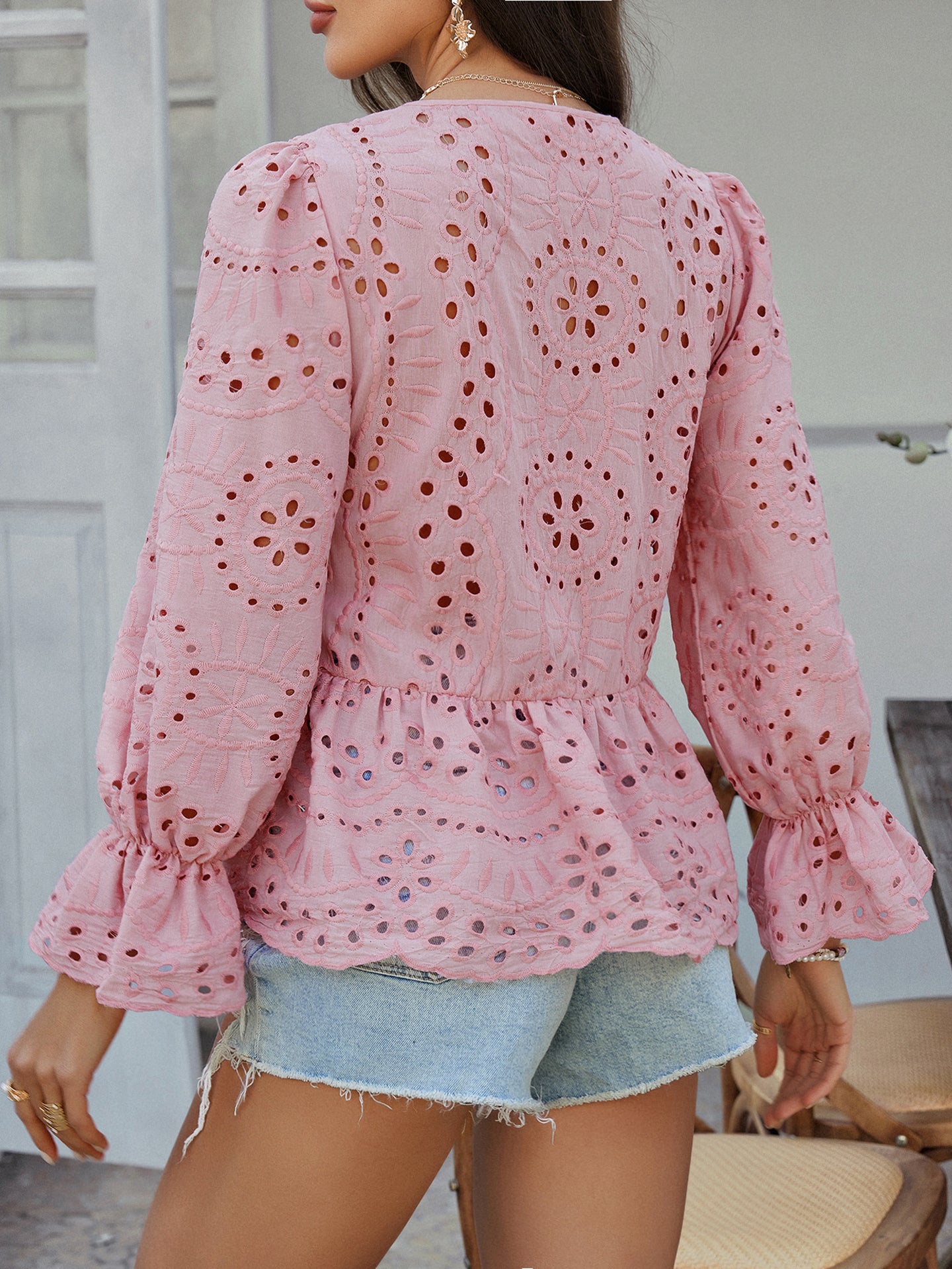 Women Peplum Top With Tie-Ups Detail