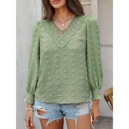Women Lace Insert Regular Top