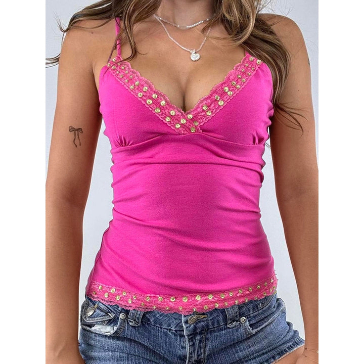 Women Fuchsia V-neck Sleeveless Top