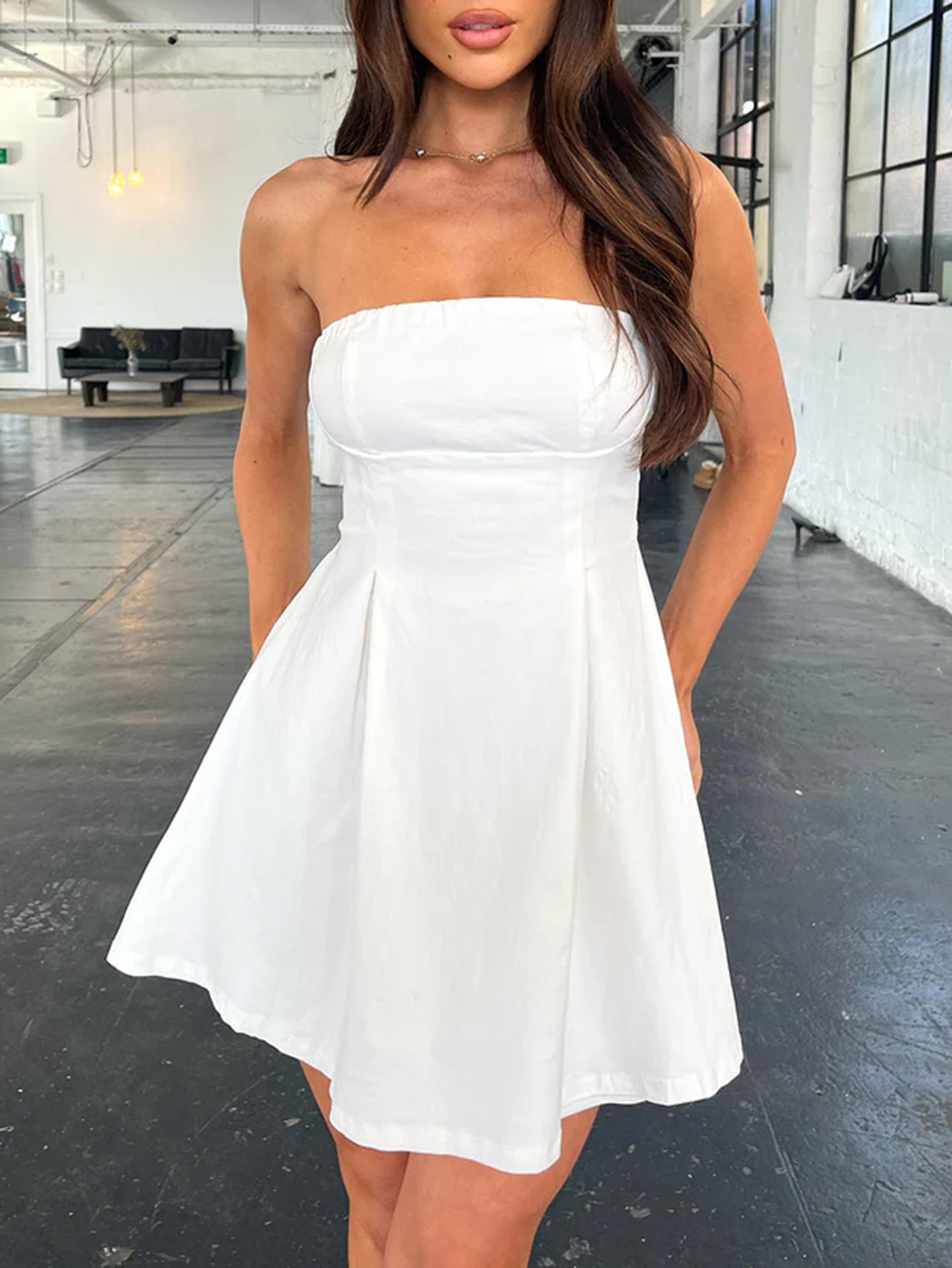 Off-Shoulder Georgette Fit & Flare Dress