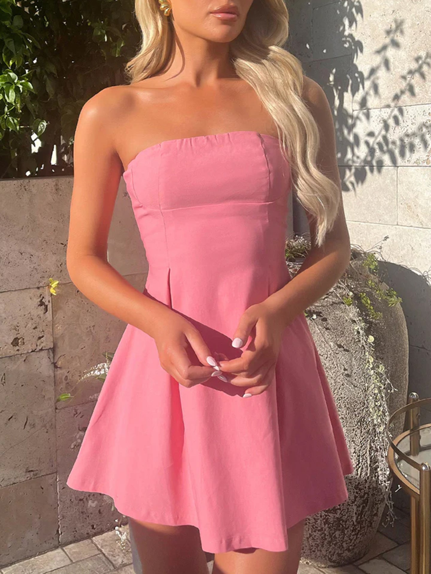 Off-Shoulder Georgette Fit & Flare Dress