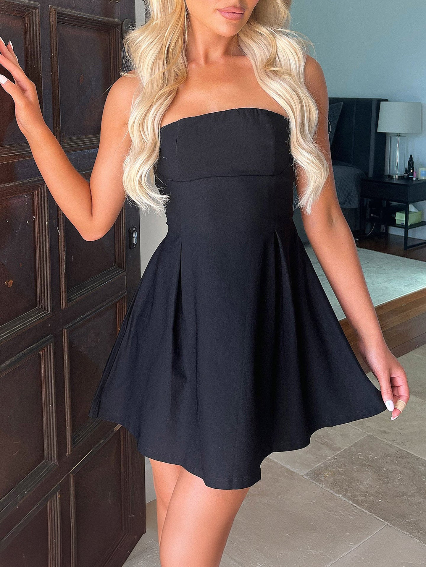 Off-Shoulder Georgette Fit & Flare Dress