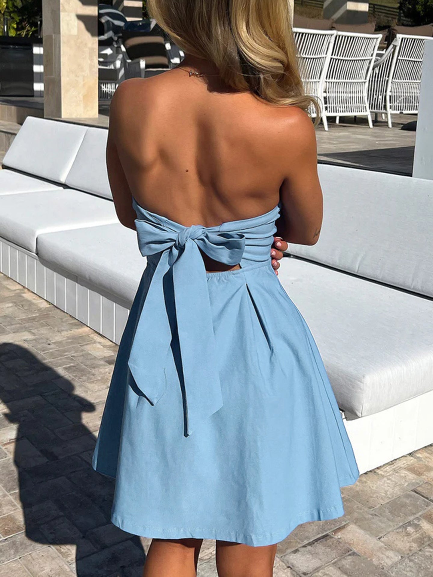 Off-Shoulder Georgette Fit & Flare Dress
