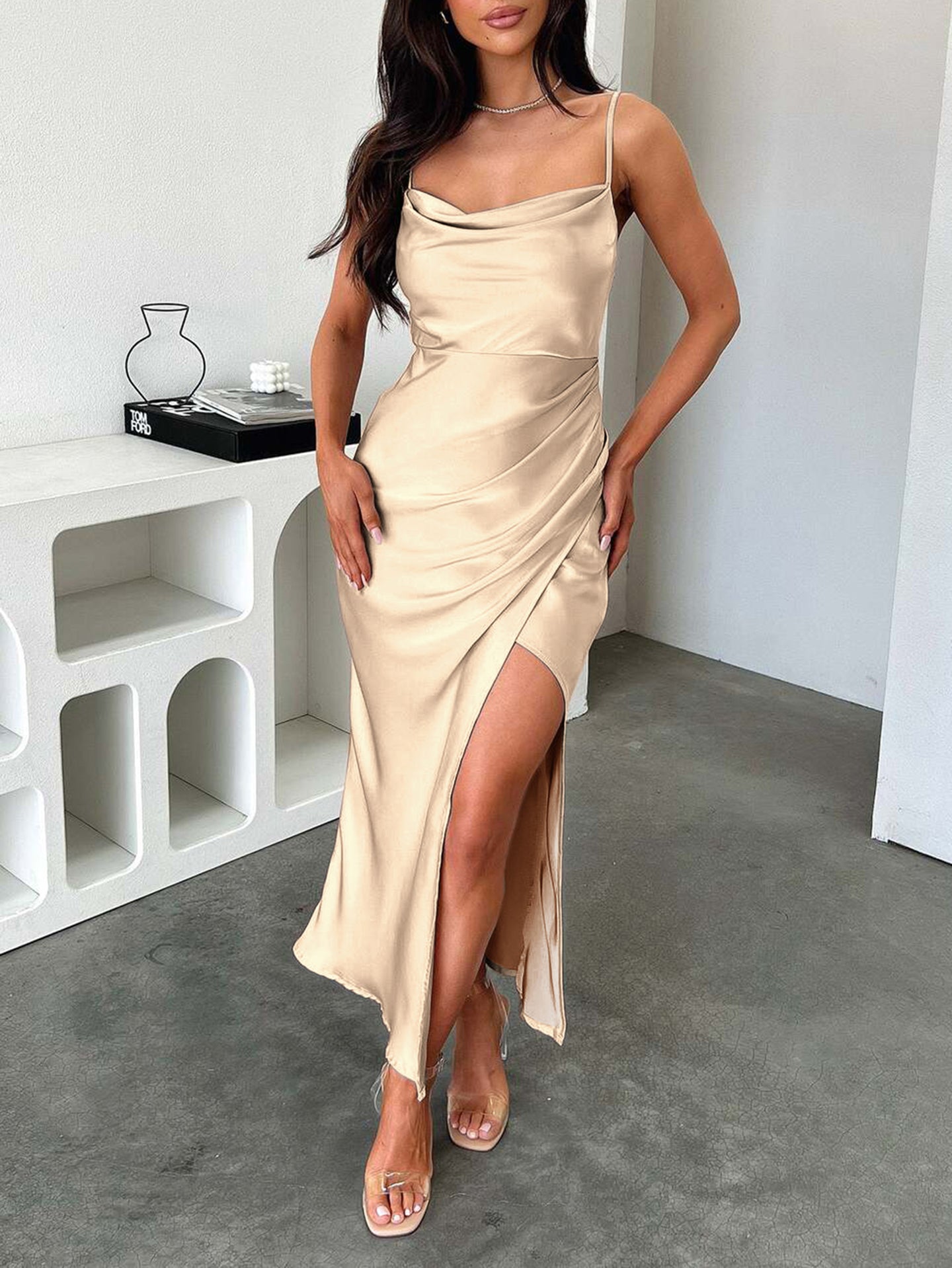Satin Bodycon Midi Dress