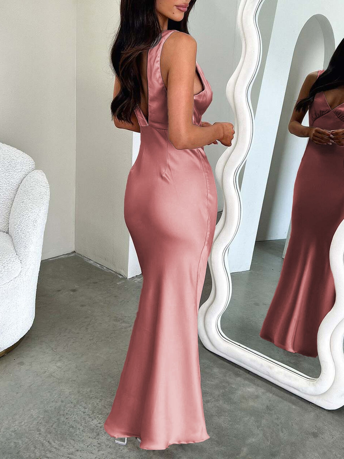 Satin Bodycon Maxi Dress
