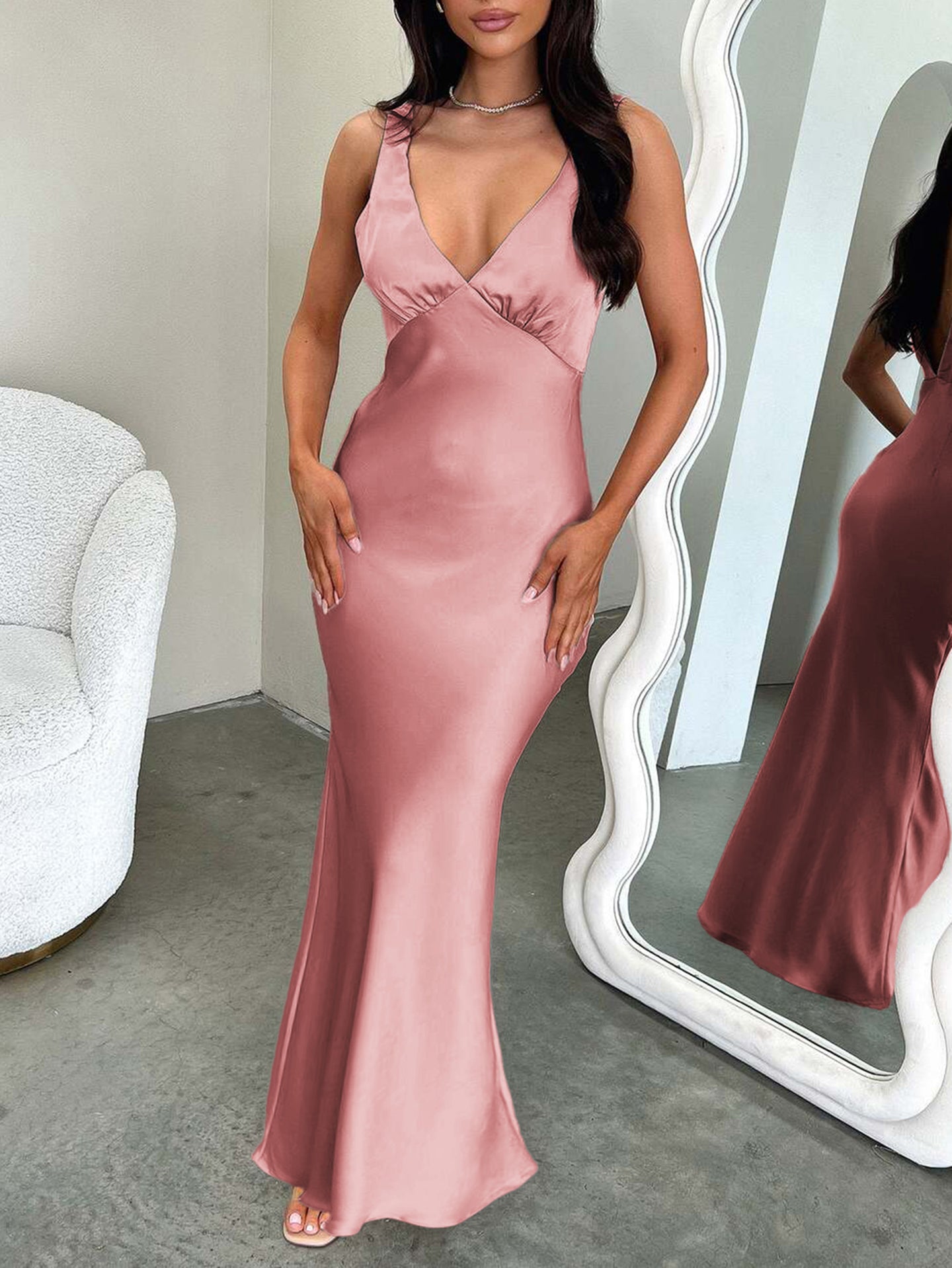 Satin Bodycon Maxi Dress