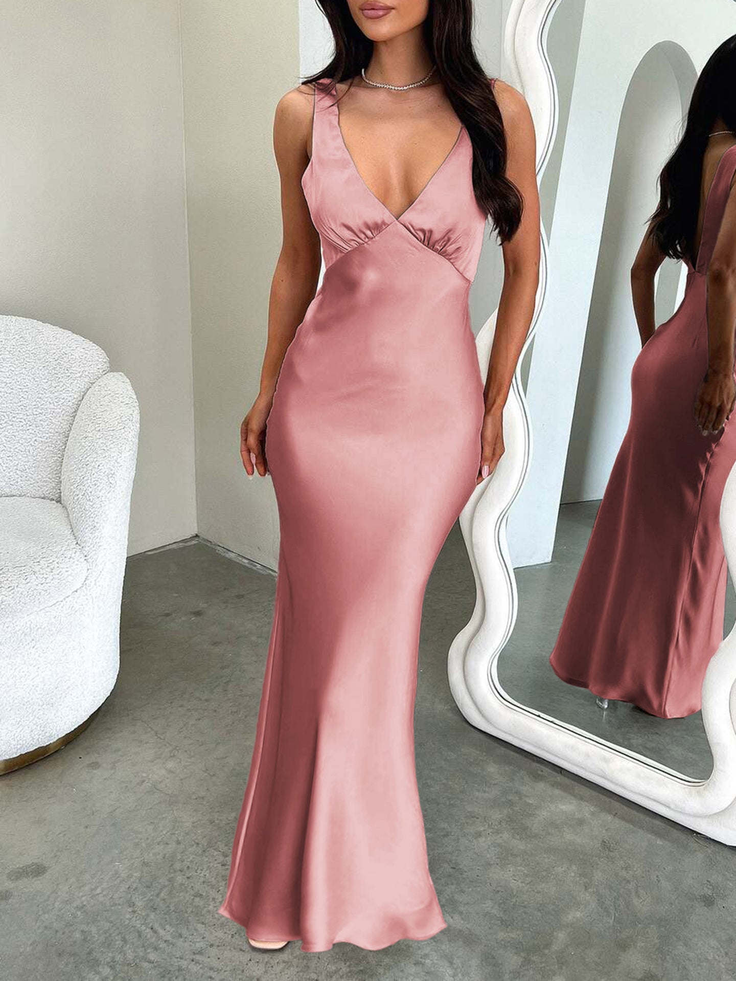 Satin Bodycon Maxi Dress