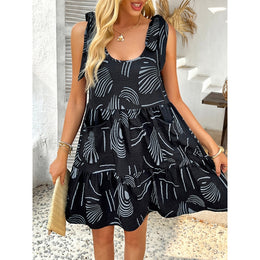 Abstract Print A-Line Dress