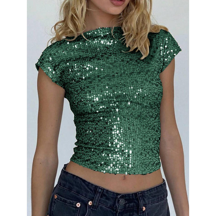 Embellished Sequined Fitted Crop Top
