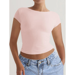Solid Boat Neck Crop Top