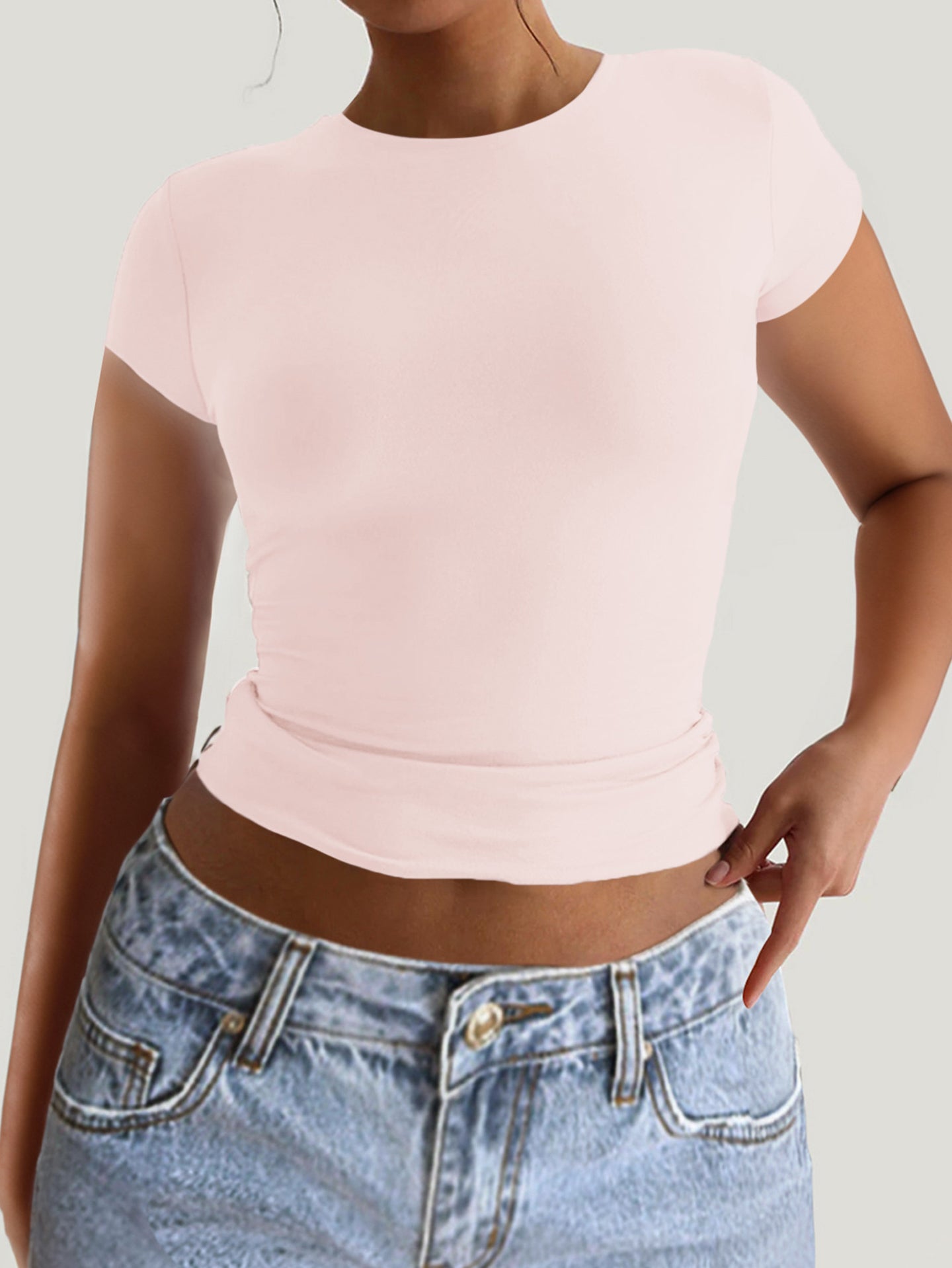 Solid Boat Neck Crop Top