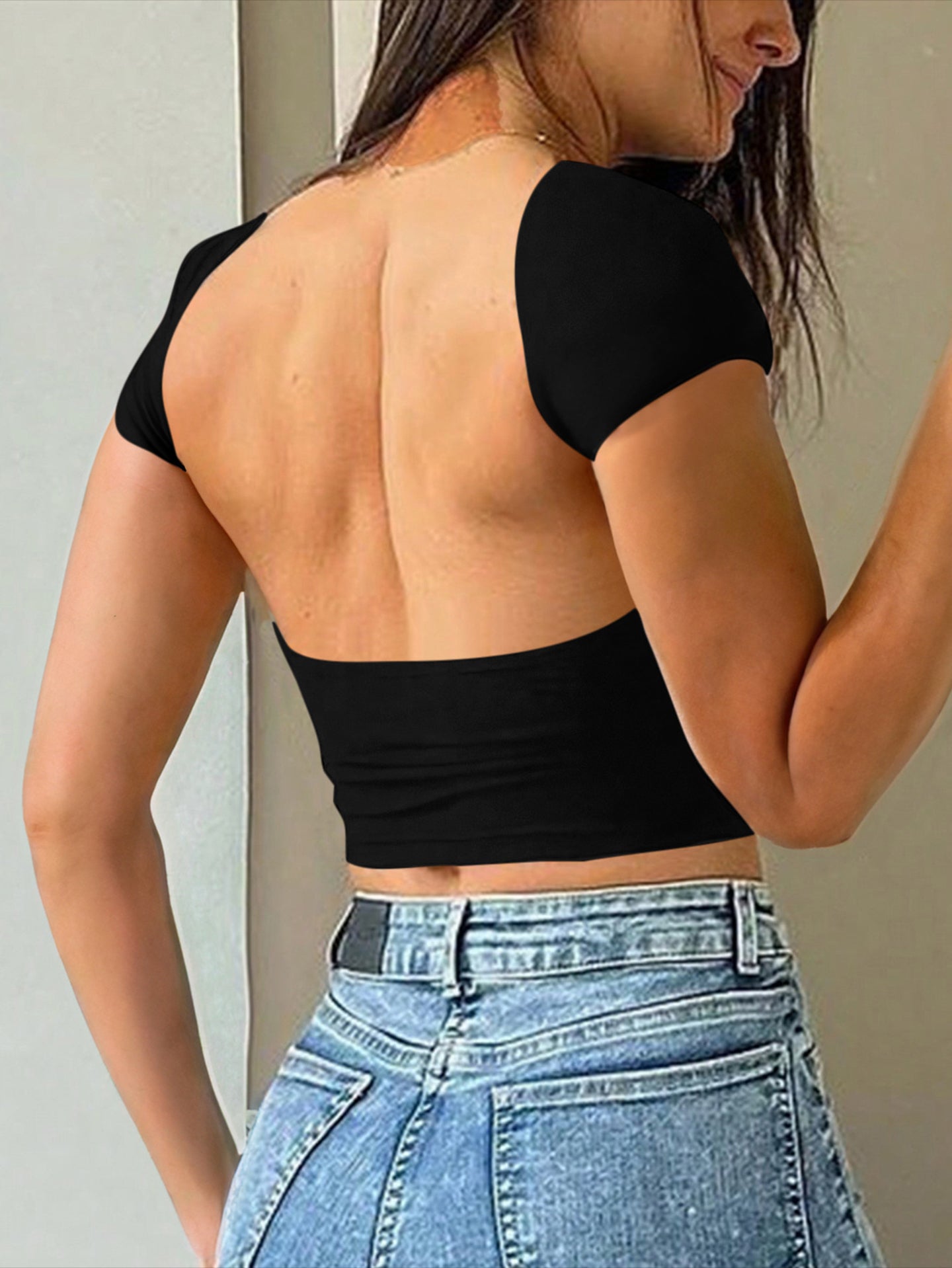 Solid Boat Neck Crop Top