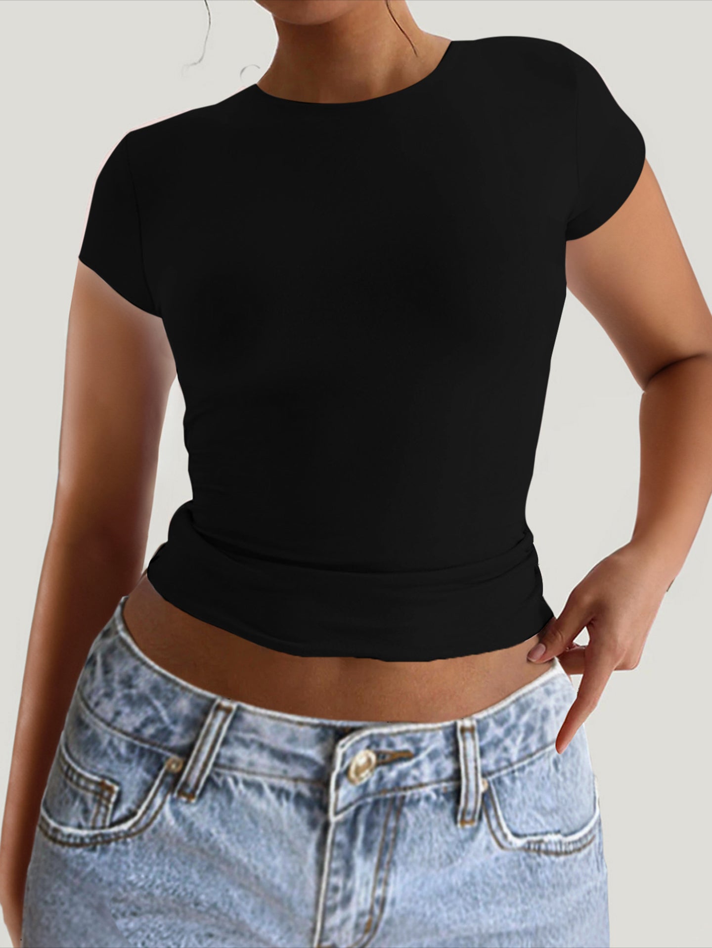Solid Boat Neck Crop Top