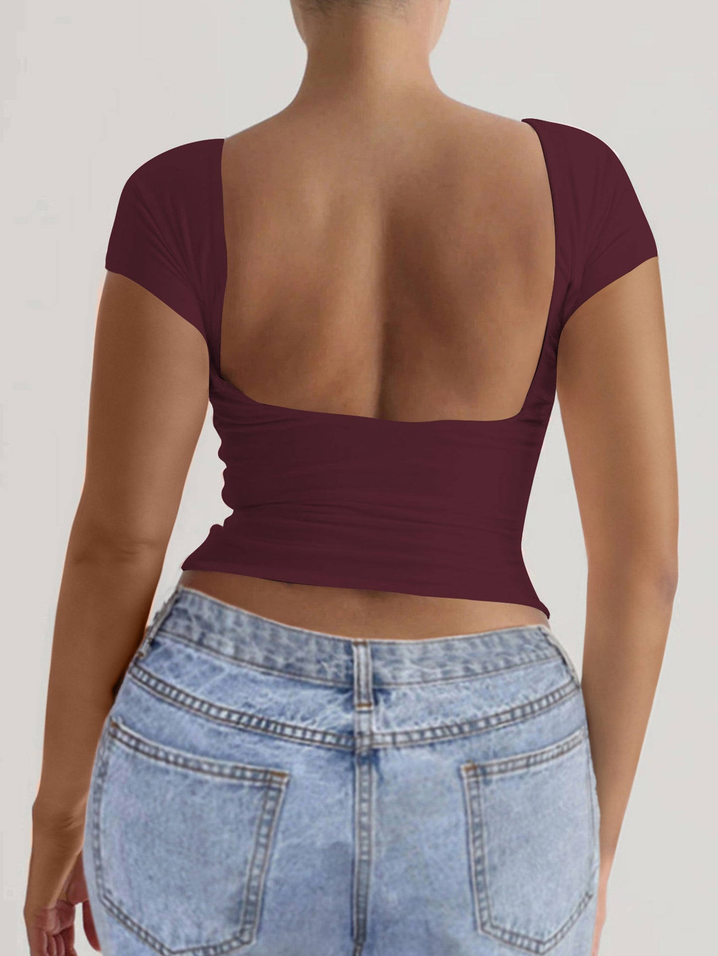 Women Boat Neck Fitted Crop Top