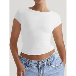 Women Short Sleeves Fitted Crop Top