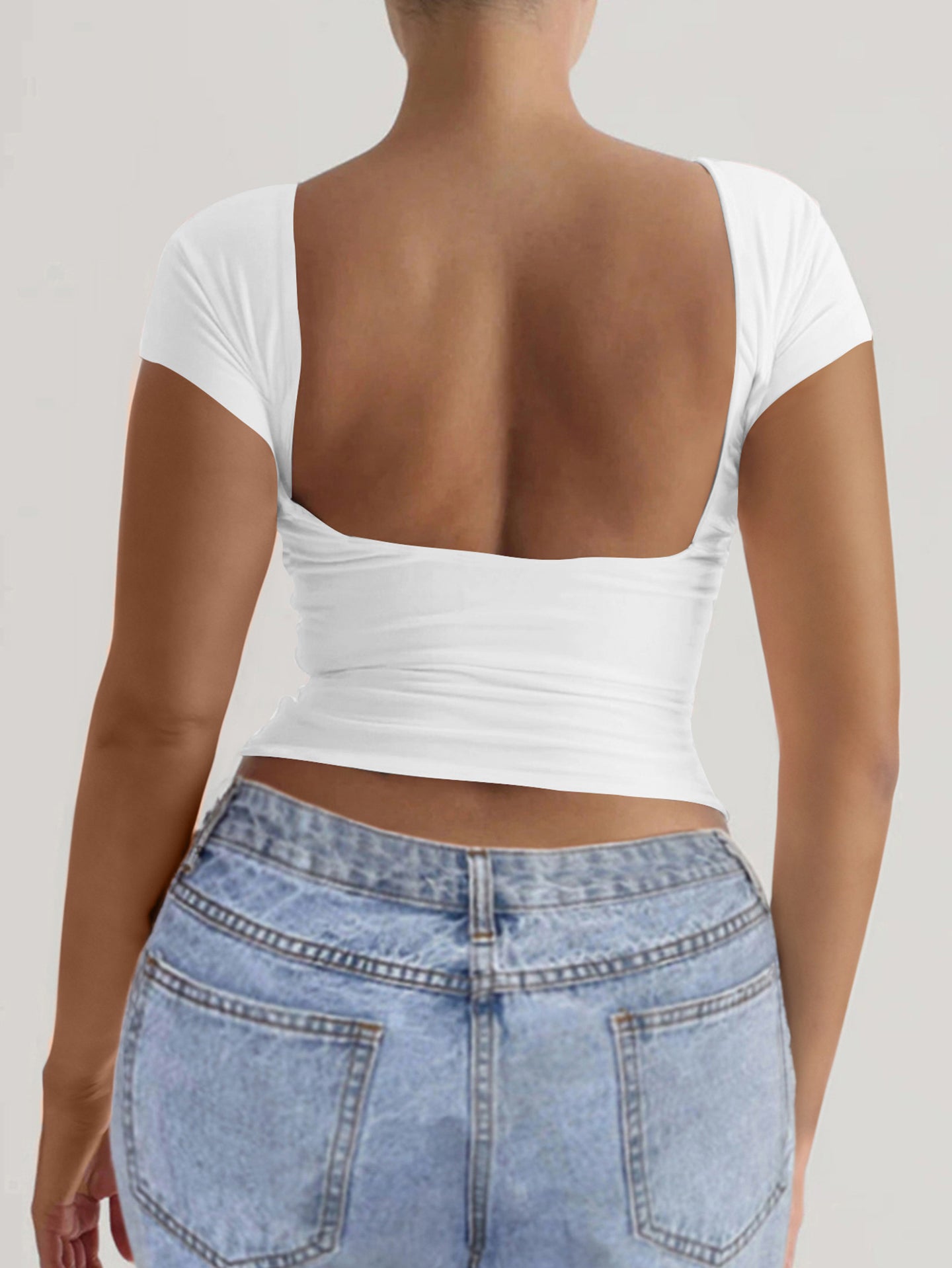 Women Short Sleeves Fitted Crop Top