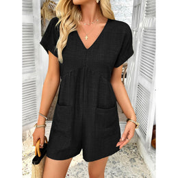Solid V-Neck Playsuit