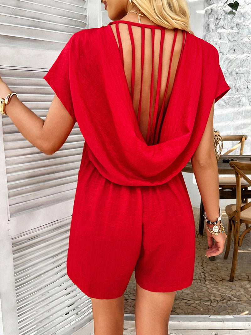 Solid V-Neck Playsuit