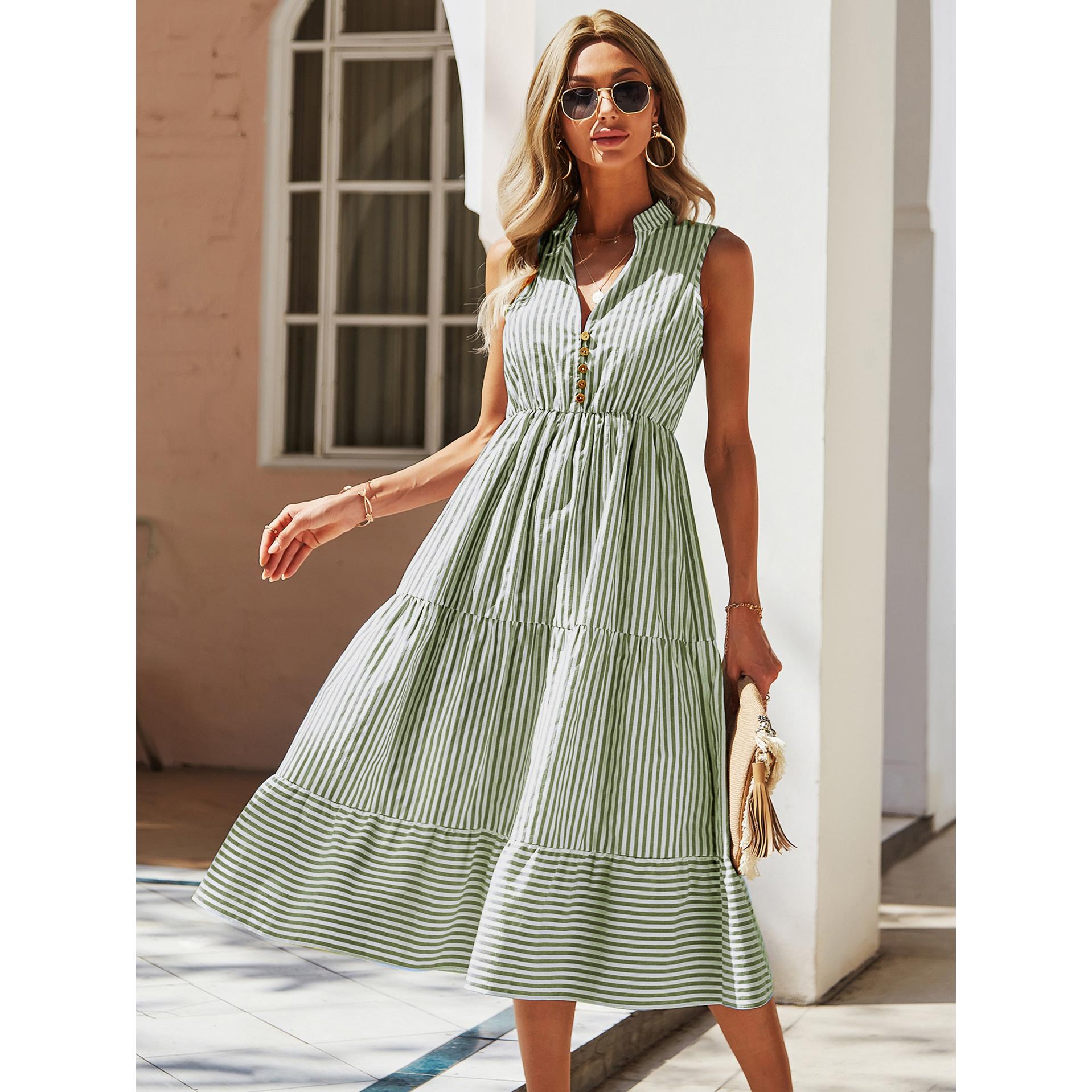 Women Striped Tiered Fit & Flare Dress