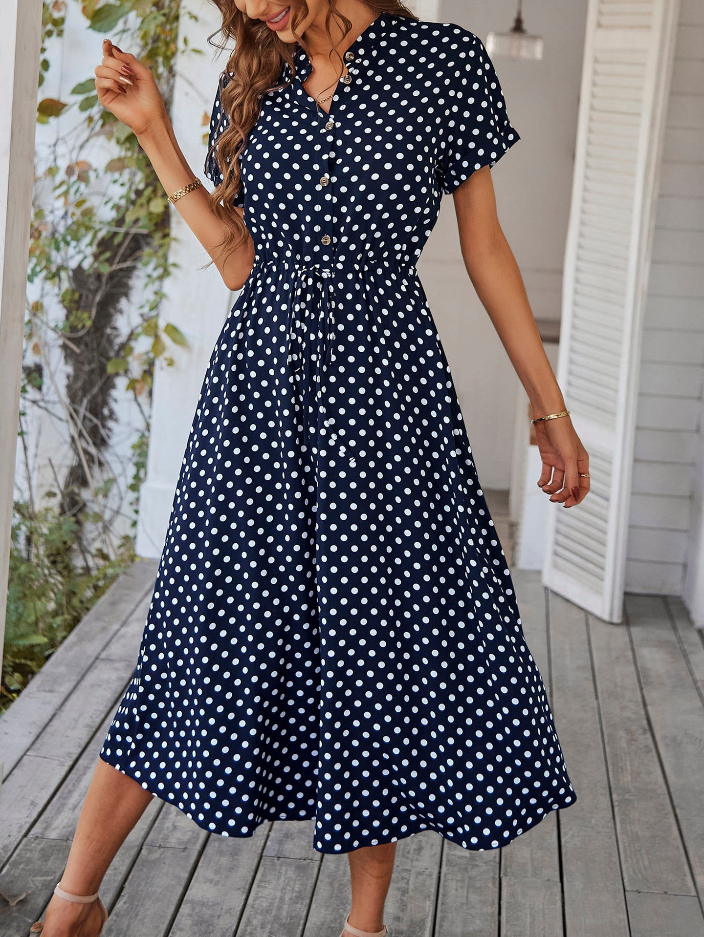 Women Polka Dot Printed A-Line Dress