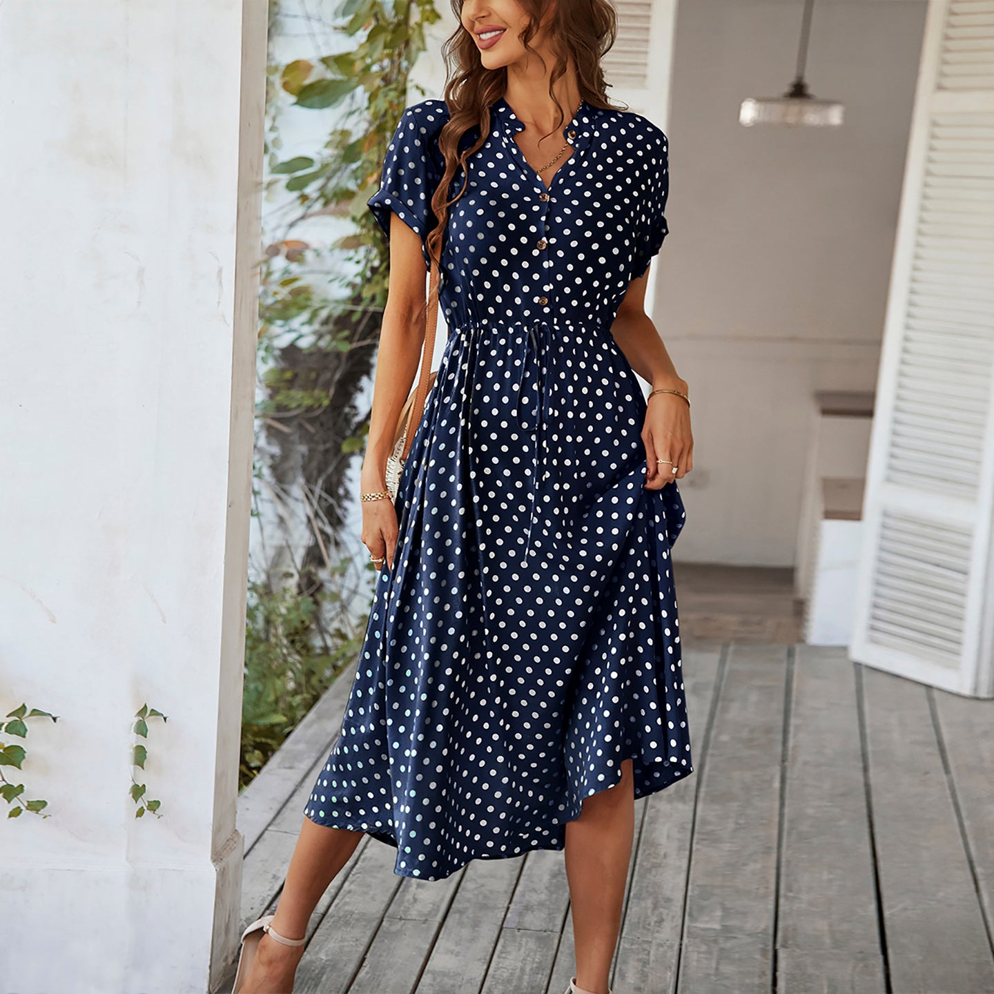 Women Polka Dot Printed A-Line Dress