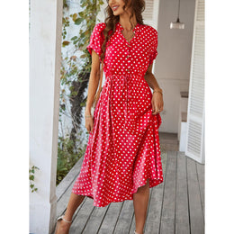 Women Polka Dot Print Fit and Flare Dress