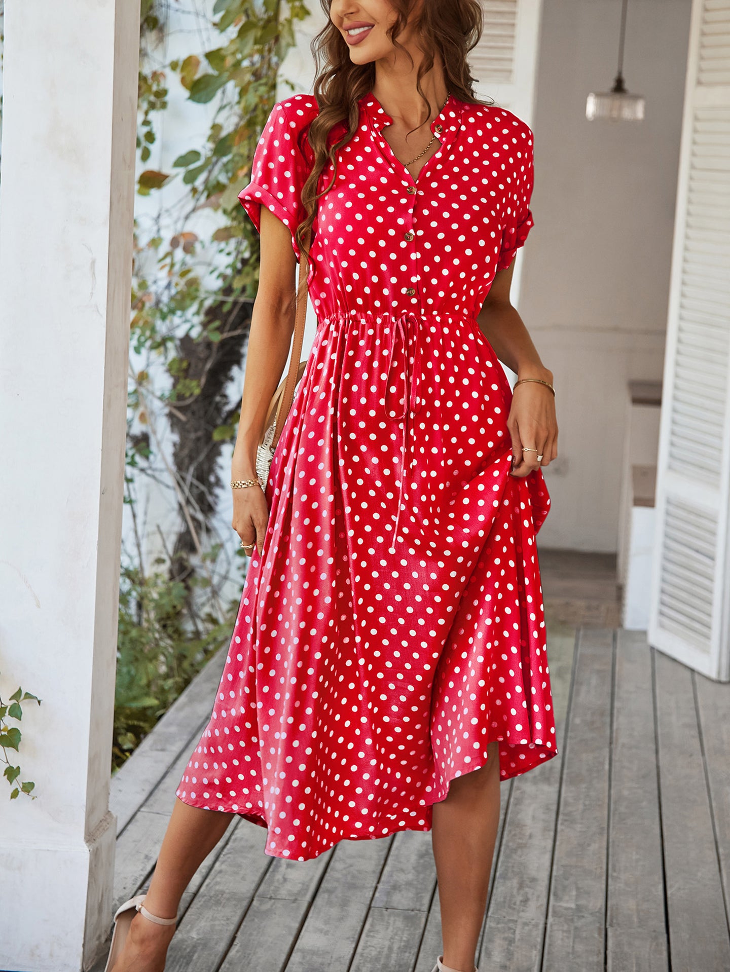 Women Polka Dot Print Fit and Flare Dress