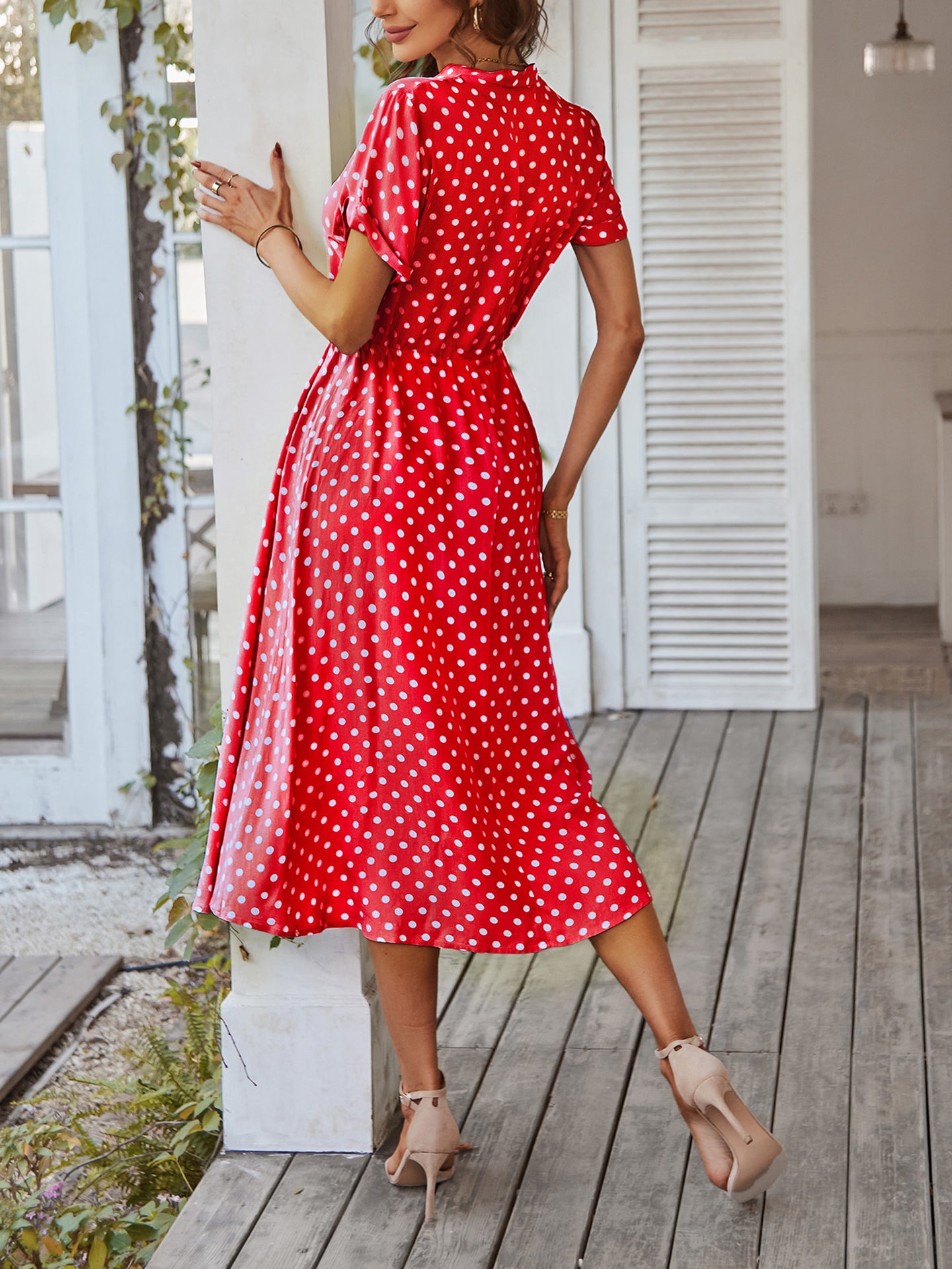 Women Polka Dot Print Fit and Flare Dress