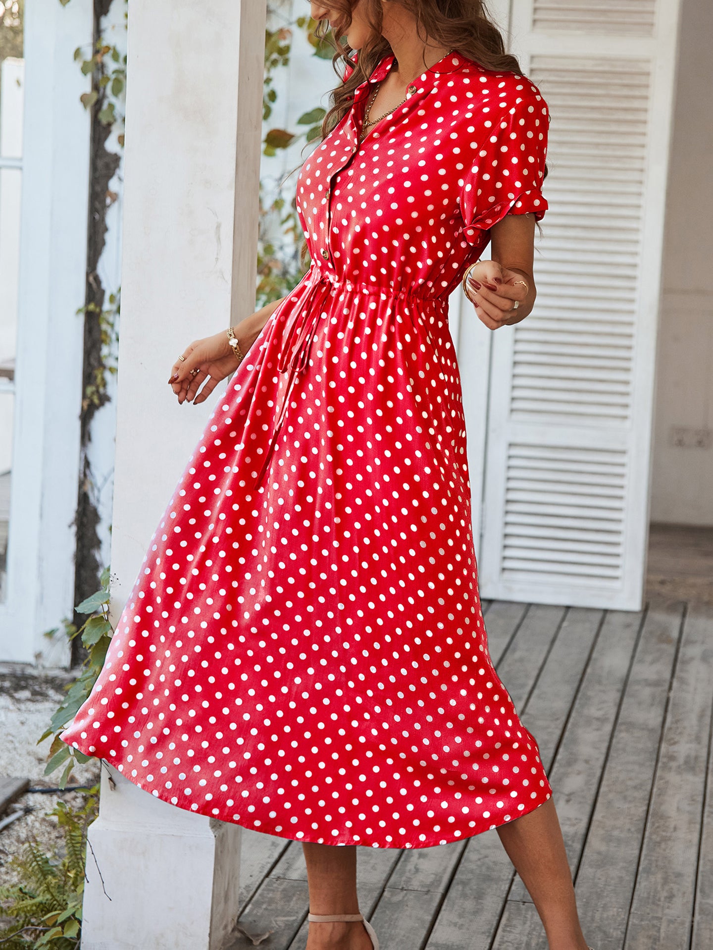 Women Polka Dot Print Fit and Flare Dress