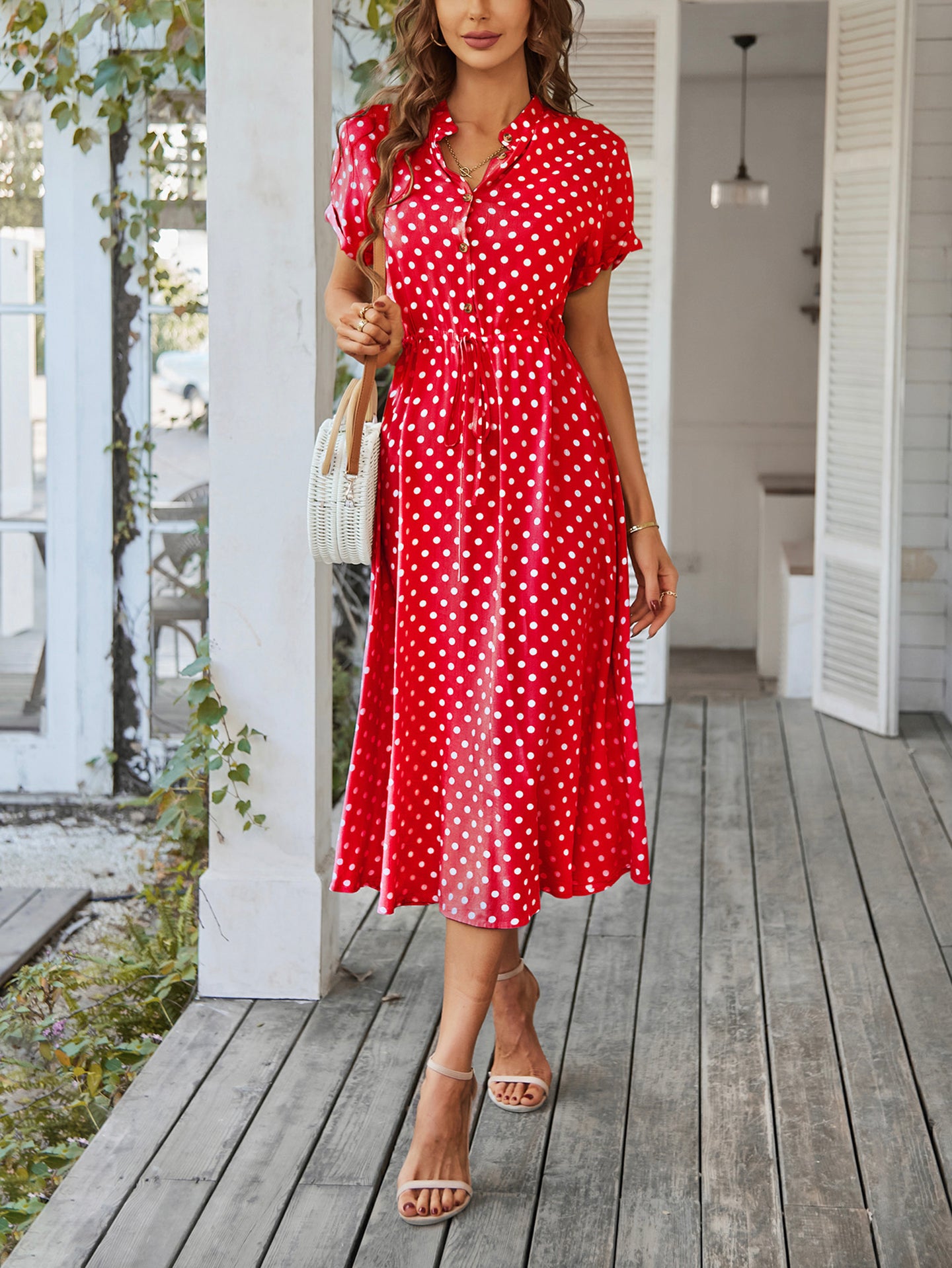 Women Polka Dot Print Fit and Flare Dress